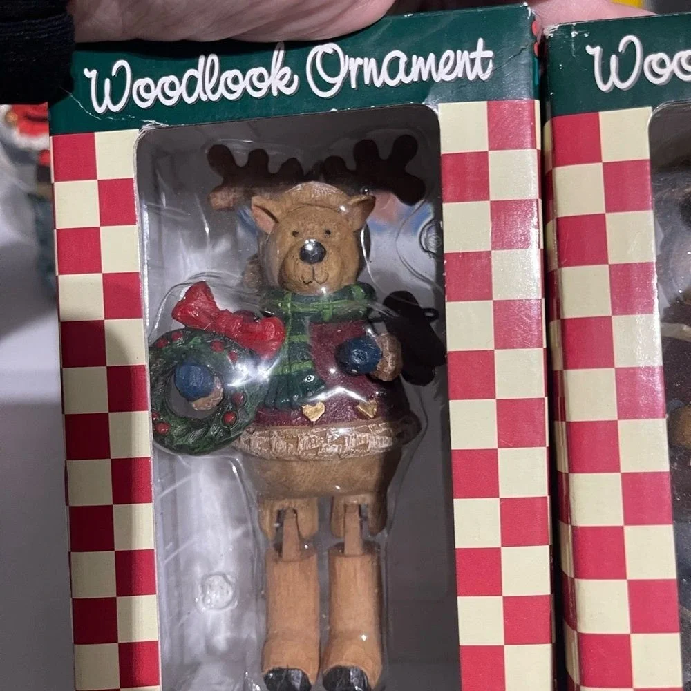 Woodlook Ornament Reindeer Nutcracker Set Christmas Holiday‎ Decor